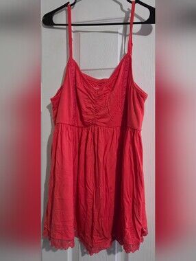 Torrid Coral Lace-Trim Baby Doll Cami